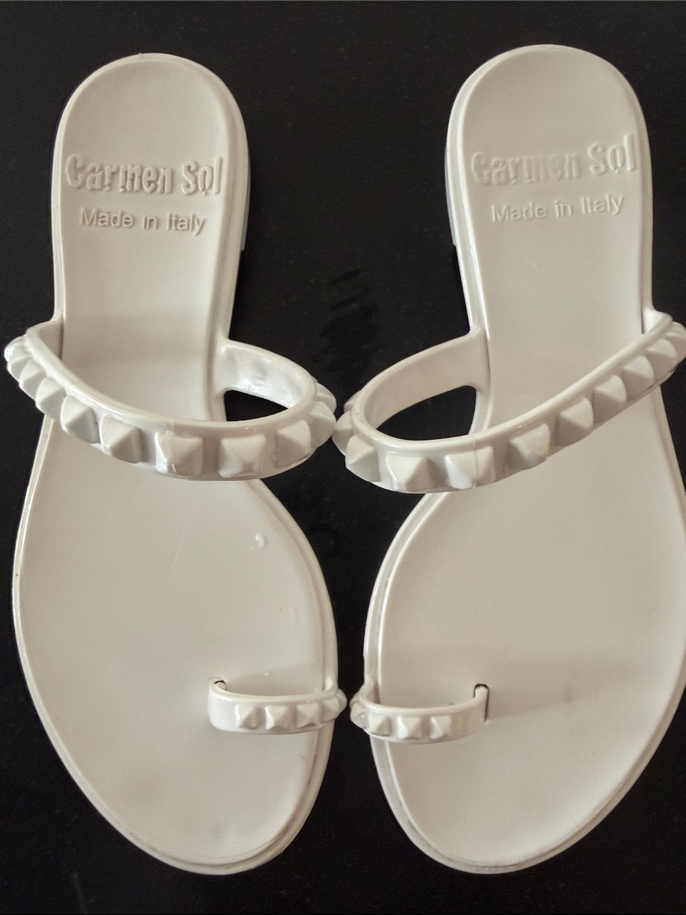 Carmen Sol Maria White Studded Slide Sandals - Women 8